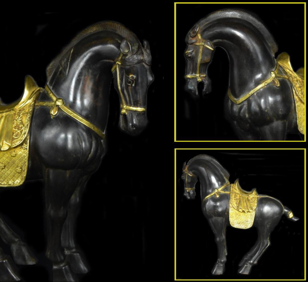 古銅 鍍金 銅流金 宝馬 古美術 十二支置物 希少良品 開運 唐物WWST012