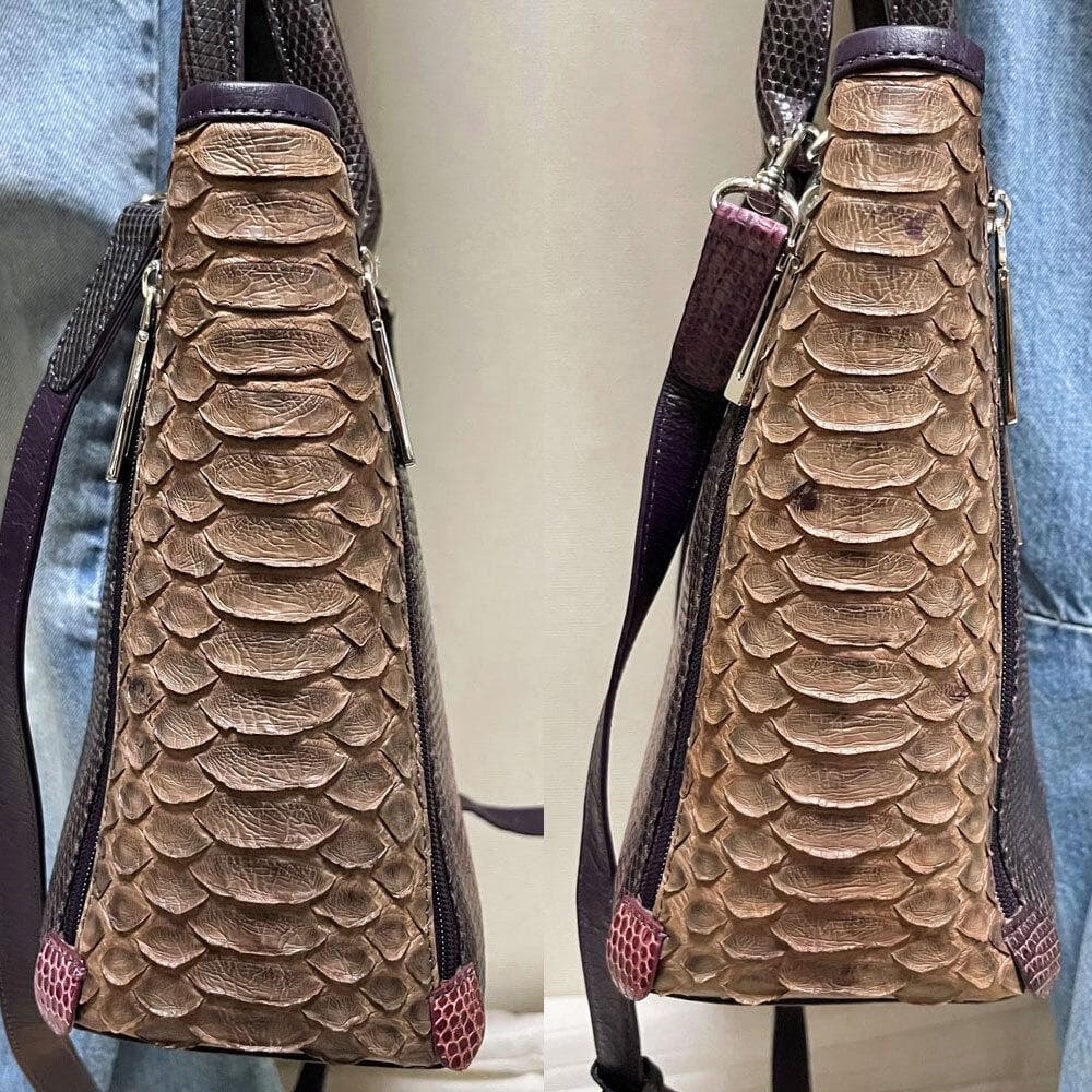 レア マームエレガンス パイソン×リザード 本革 2way ショルダーバッグ