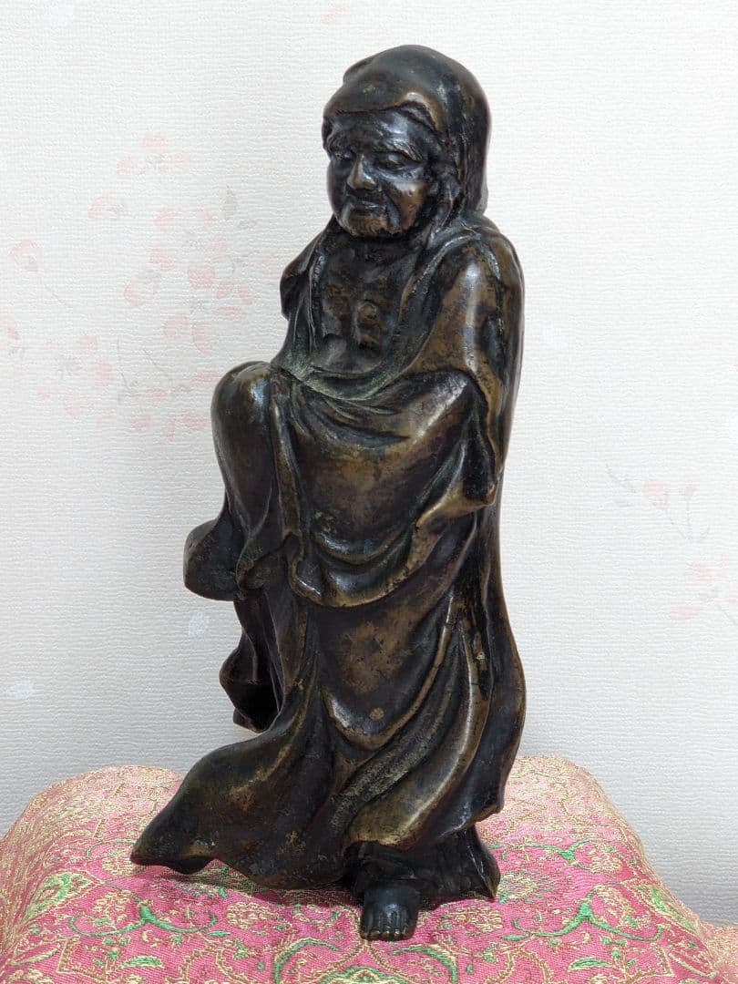 ♦銅器 達磨大師像 銅製 ？高岡銅器 開運 縁起物 置物 飾りレア物 骨董品