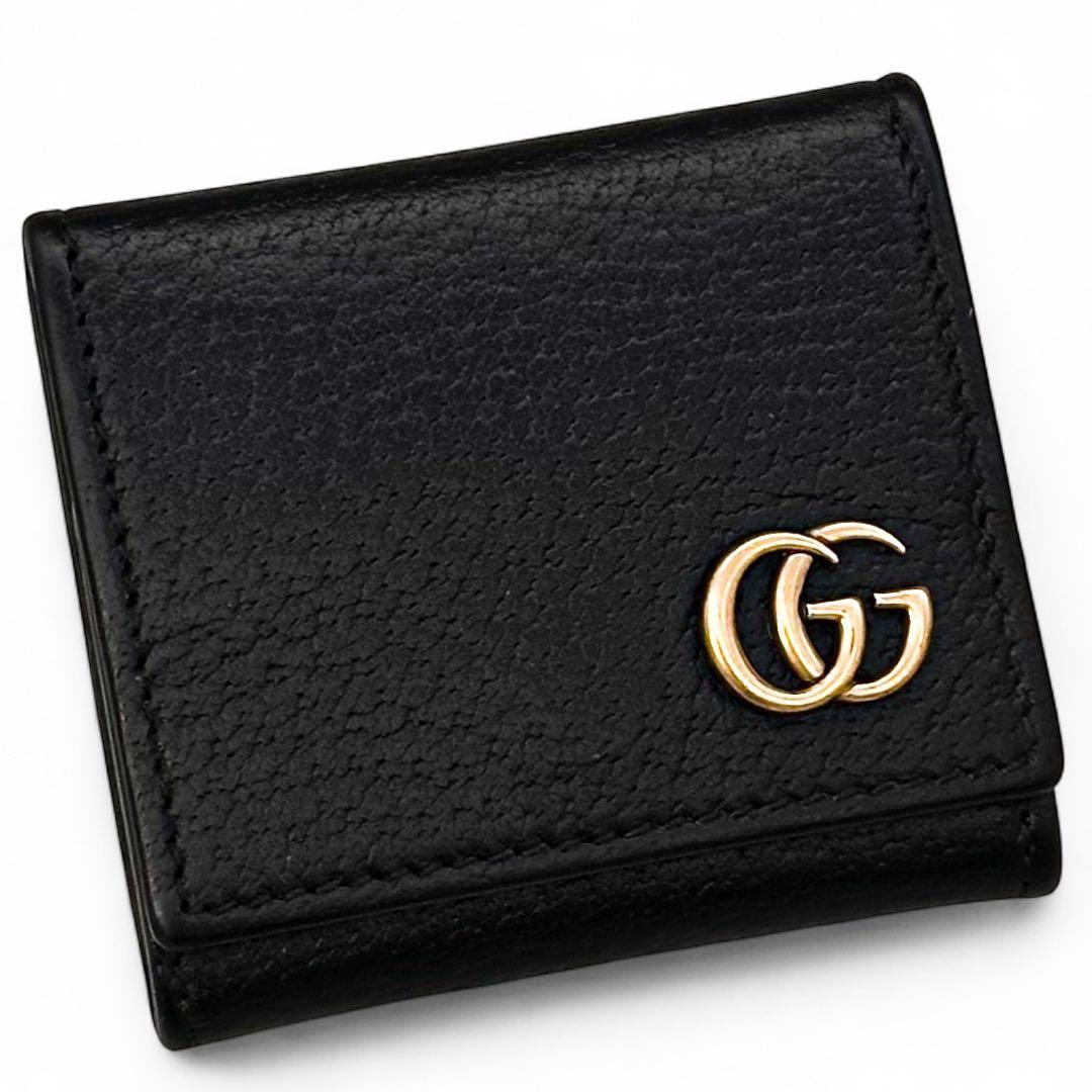 美品 グッチ マーモント ケース 小銭入れ レザー GG柄 ブラック 財布