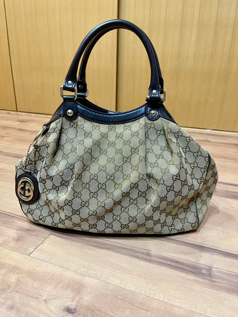 GUCCI グッチ スーキー ハンドバッグ キャンバスレザーGGモノグラム