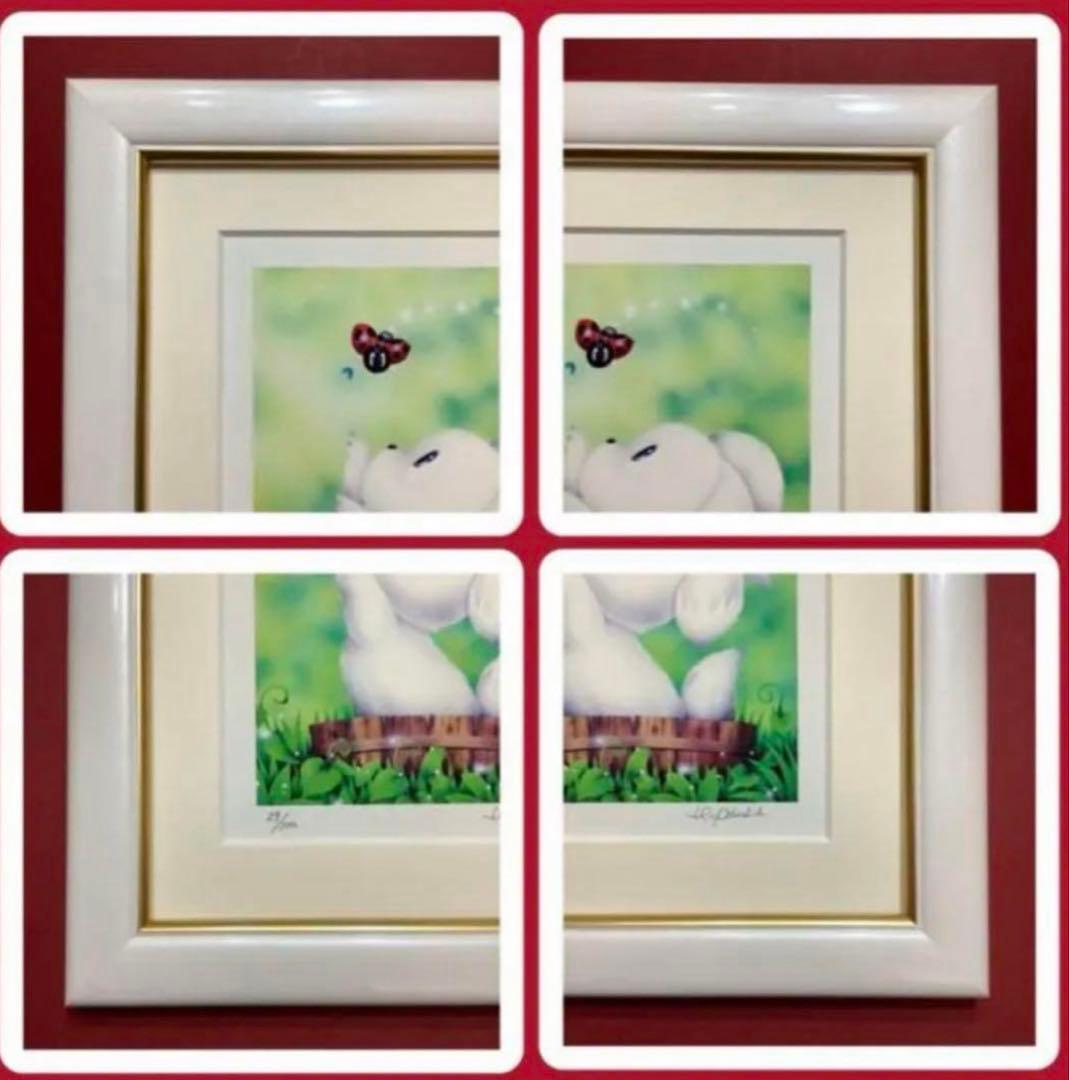 絵画・額縁・版画・芳岡ひでき・可愛い・うさぎ・蝶々・美術品・インテリア・雑貨