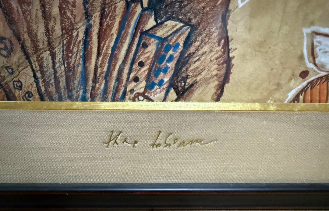 木版画 女性の肖像 フレーム付き