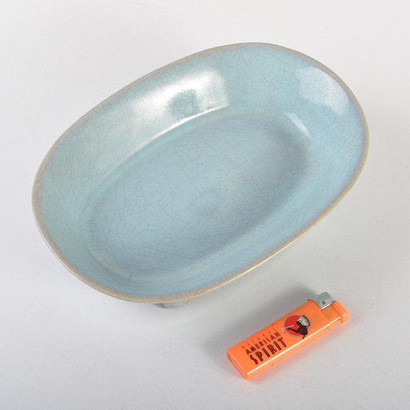 大発　中国　汝窯　天青釉　青磁　水盤　筆洗　水仙盆　C 6728E