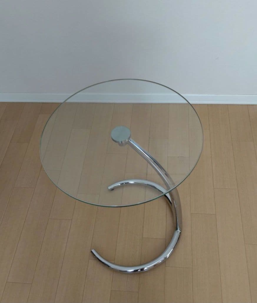お値下げ　IDC大塚ガラスラウンド サイドテーブル