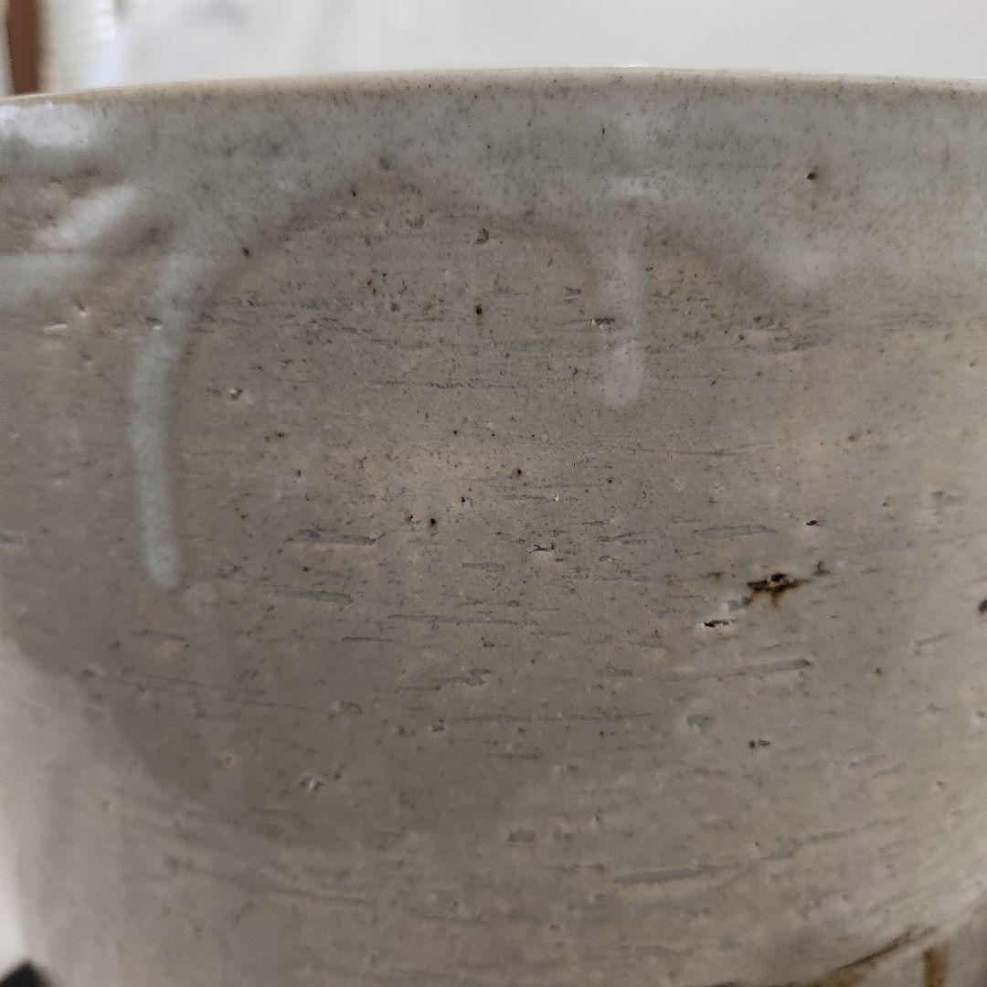 陶器 　大きめの火鉢　骨董　茅葺きの家　手描き