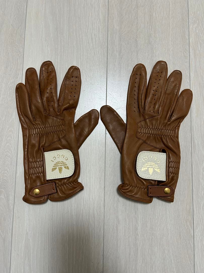 アディダス　GUCCI ブラウンレザー手袋