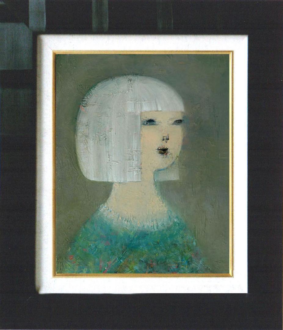油絵 菅家令子 絵 絵画 インテリア 額付(銀) F4-071112 人物 女性