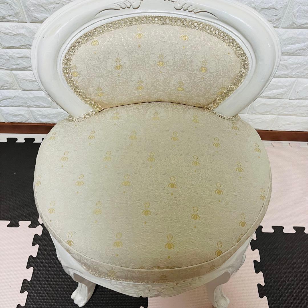 背付き スツール 猫脚 オットマン　椅子