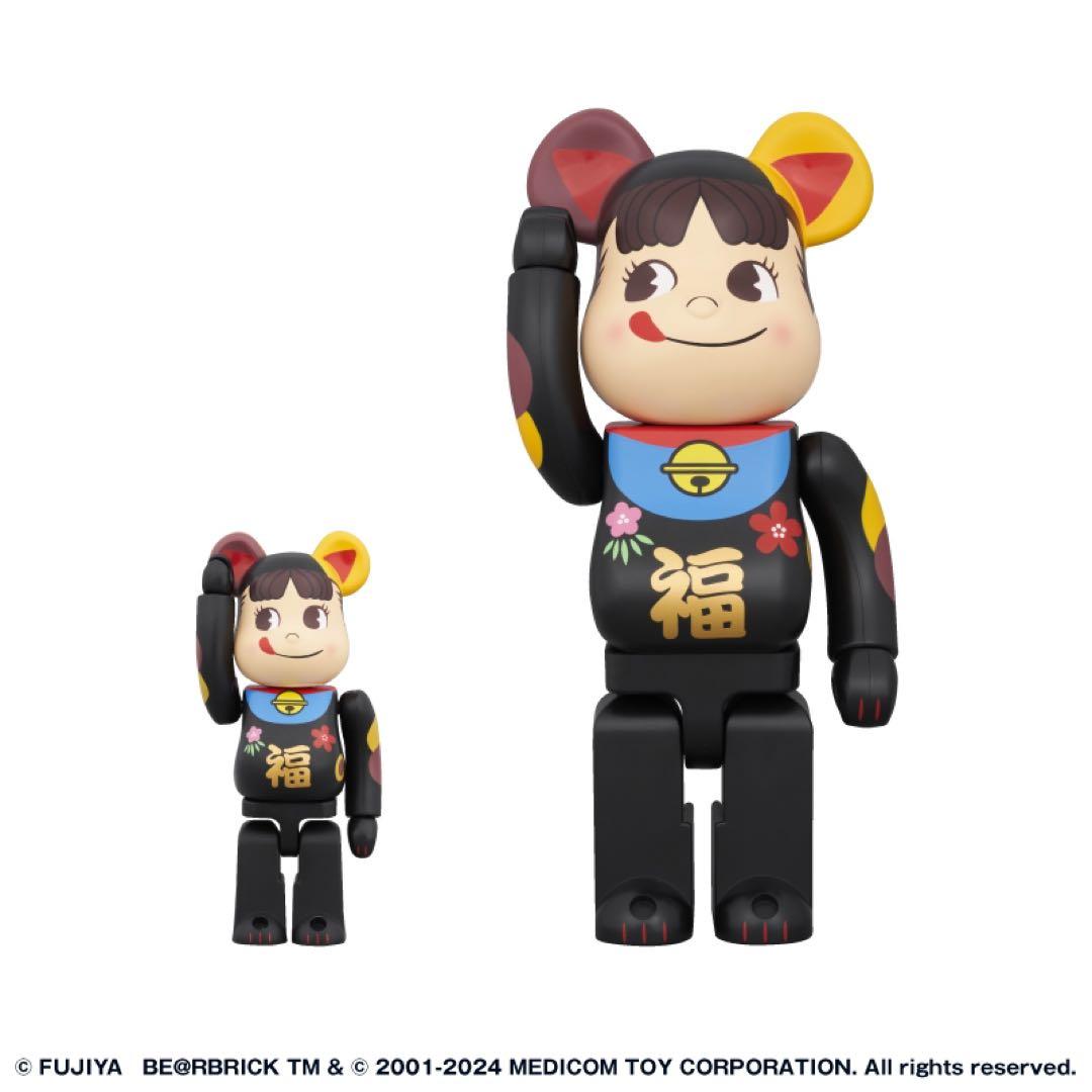 BE@RBRICK 招き猫 ペコちゃん 福 黒 100% & 400%