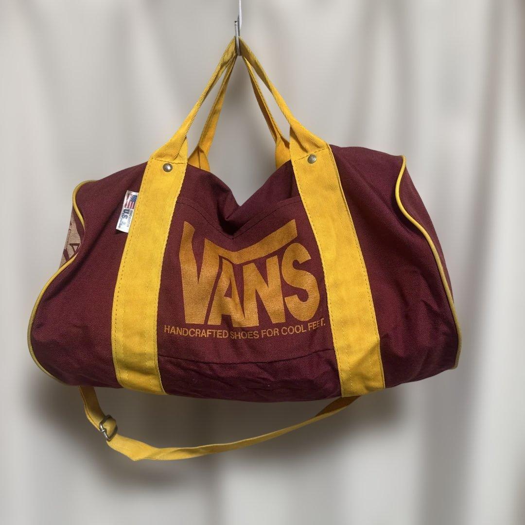 VANS ボストンバッグ　ドラムバック　 バーガンディ/イエロー