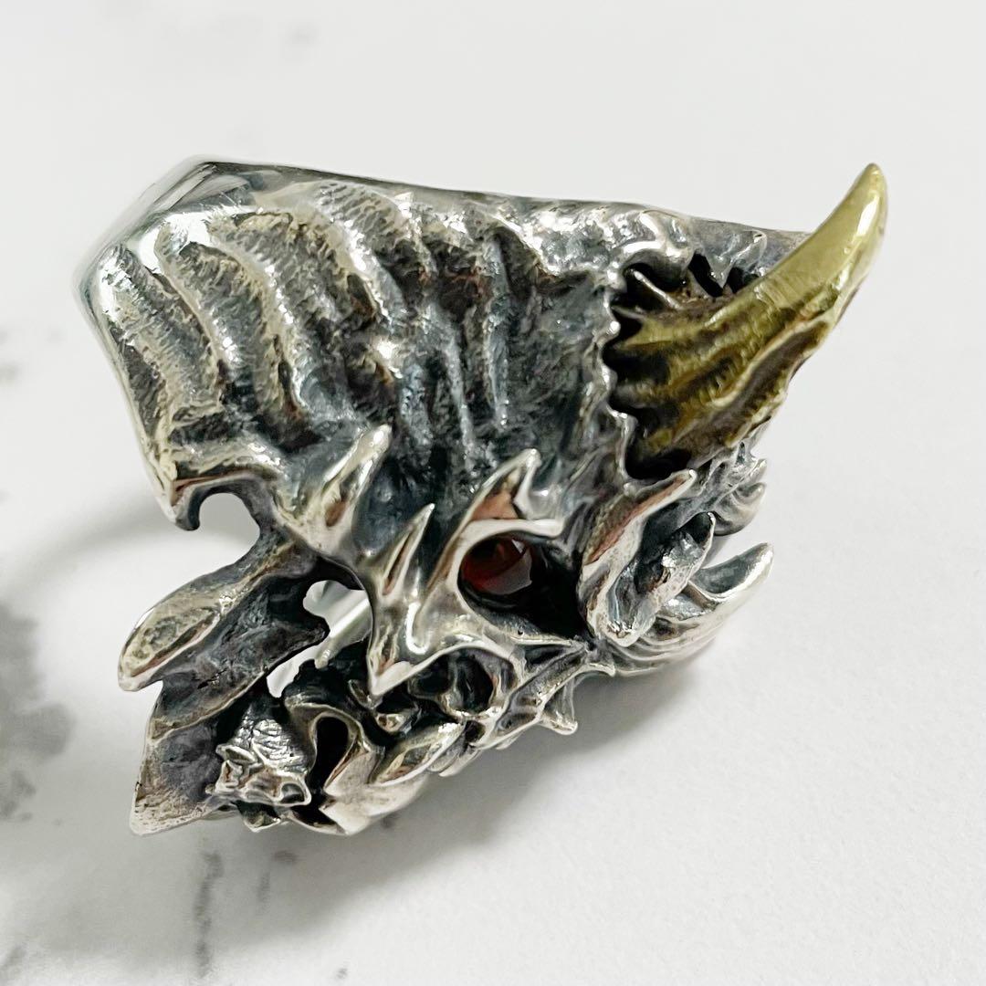 希少　ストレンジフリークデザインス　スカル　リング　シルバー　ホーン　角