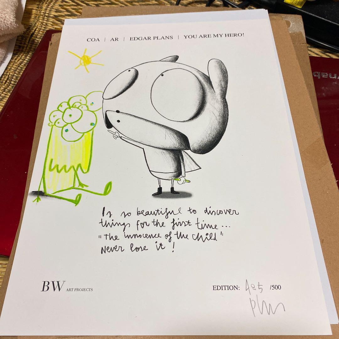 edgar plans 直筆ドローイング　エドガープランズ　　　 　真作　希少