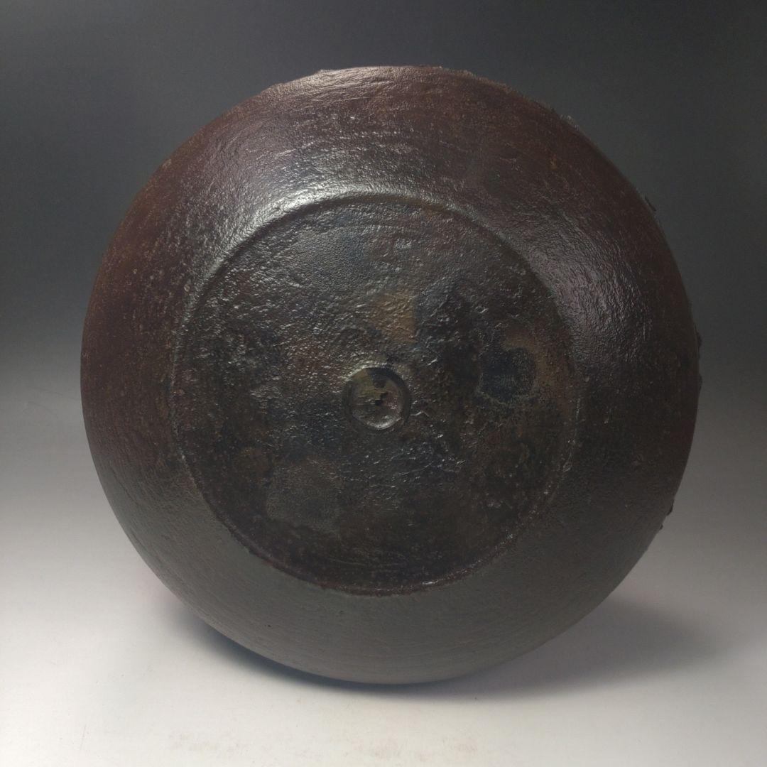 イ188 茶釜『釜師　加藤了三　』『芦屋写浜松文真形釜　共箱　環付』茶道具