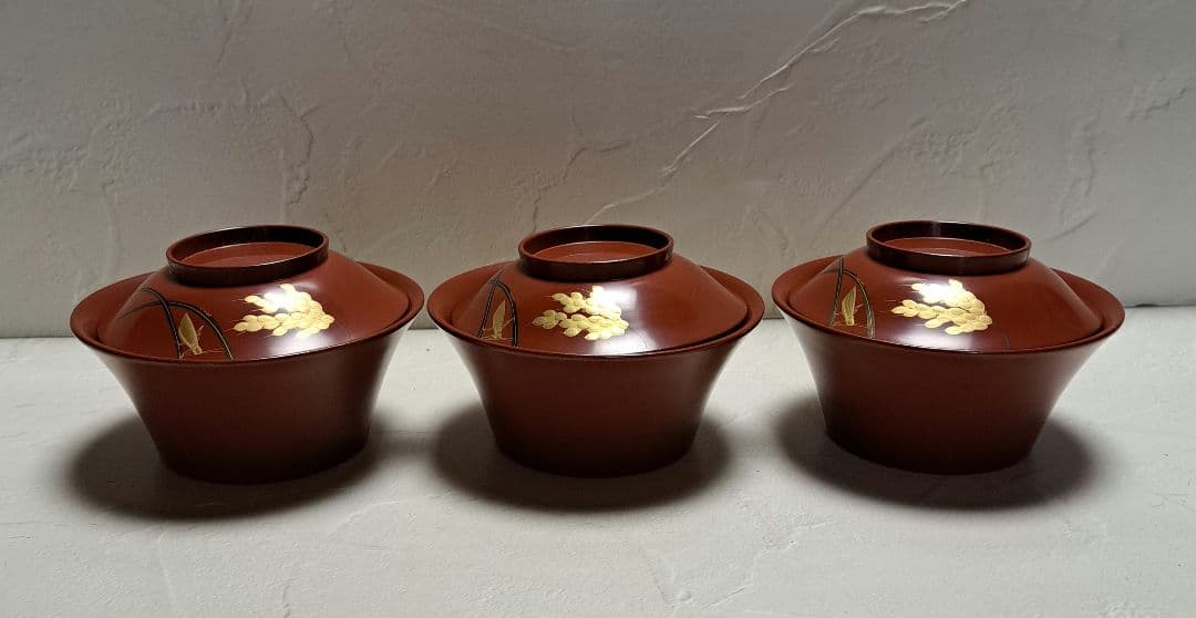 Yumi tan様 惣錆地　朱泥二度塗　蓋付き椀10客 木箱　和紙袋付