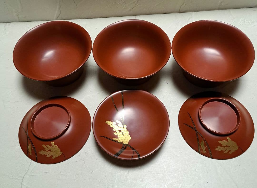 Yumi tan様 惣錆地　朱泥二度塗　蓋付き椀10客 木箱　和紙袋付