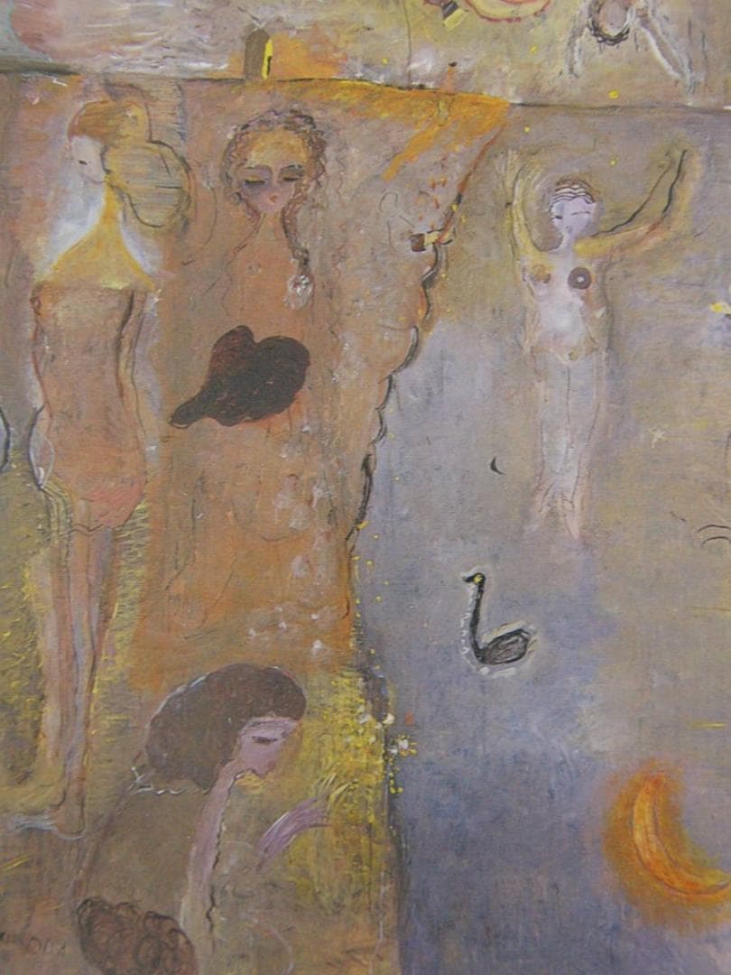 織田廣喜、【水辺の少女たち（フォンテンブロウ）】、希少な額装用画集より