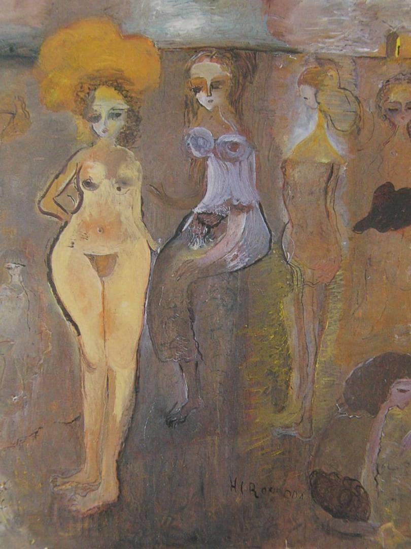 織田廣喜、【水辺の少女たち（フォンテンブロウ）】、希少な額装用画集より