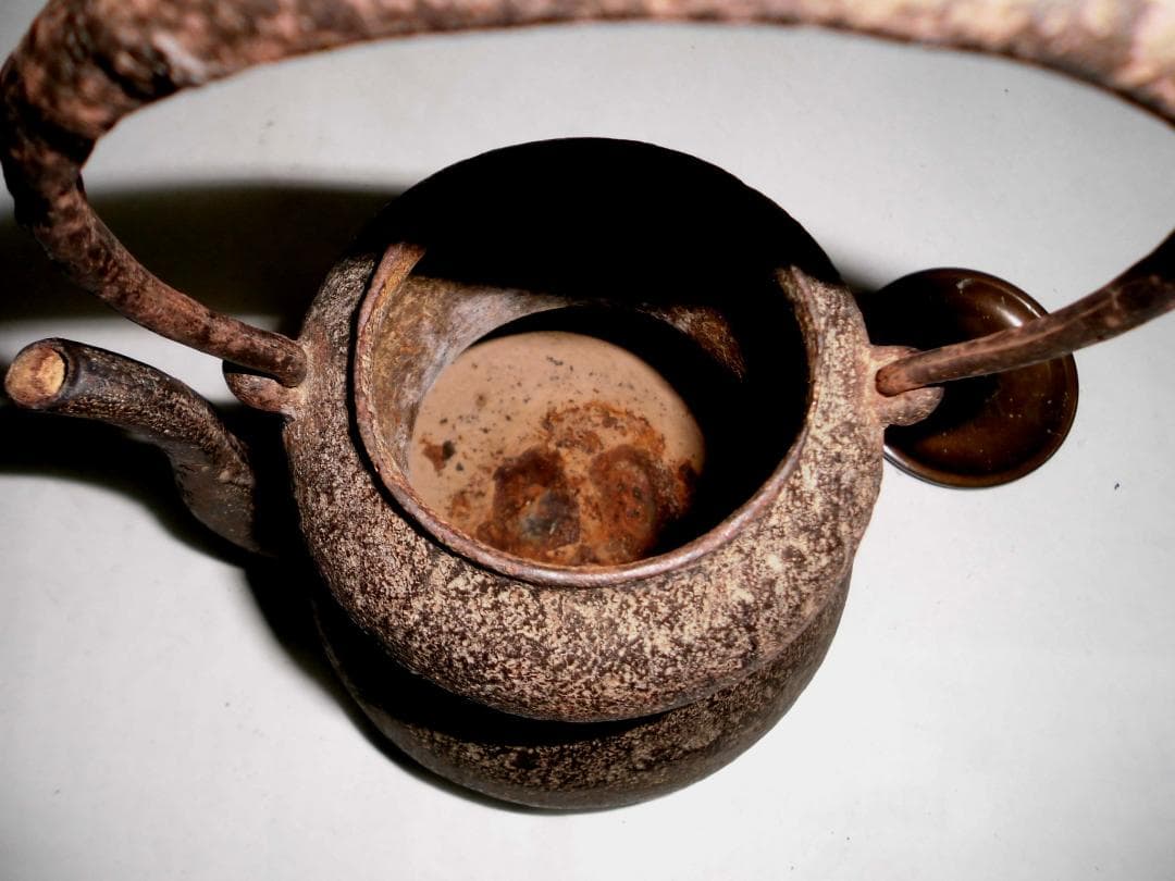 ※手渡し限定 十一代　宮崎寒雉　鉄製瓢箪茶釜 木箱付　先祖代々物　骨董品　岐阜市