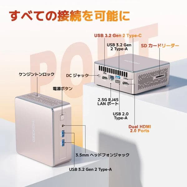 GEEKOM A5 ミニPC R5-7430U / 16GB / 512GB