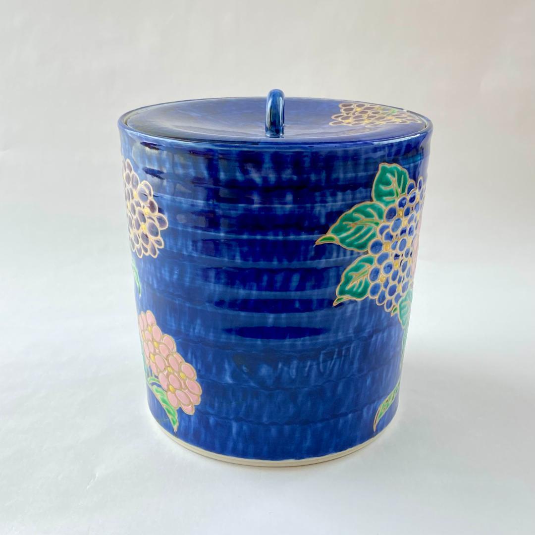 水指 色絵 紫陽花　高野昭阿弥　共箱入　茶道具　茶器　伝統工芸品