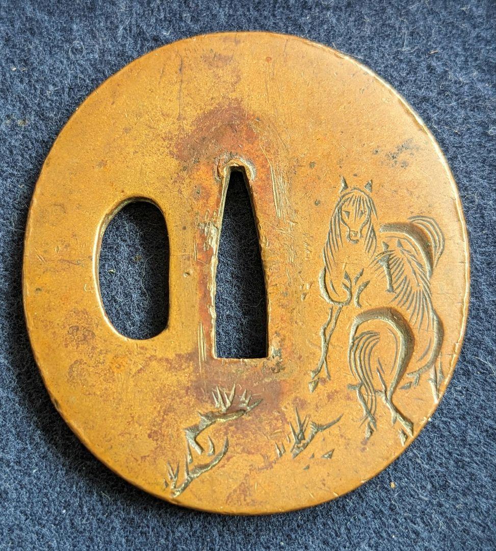 日本刀鍔　銅地　馬の絵！！　スゴイ！！！