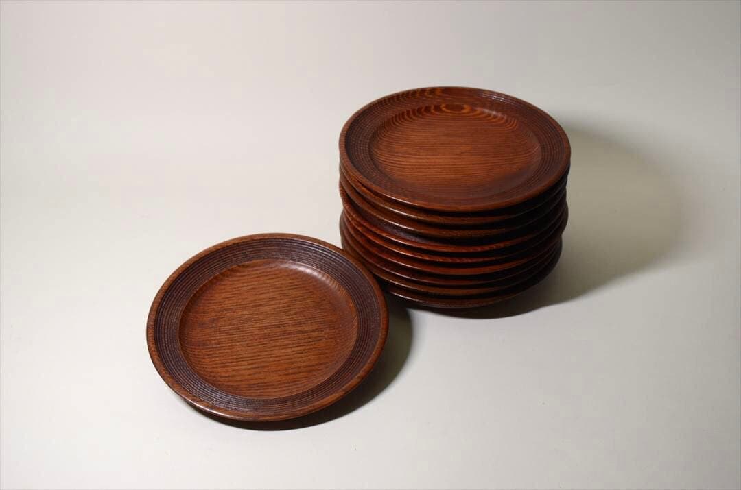 昭和時代　作家　木皿　団子皿　菓子皿　銘々皿　１０枚組　アンティーク b