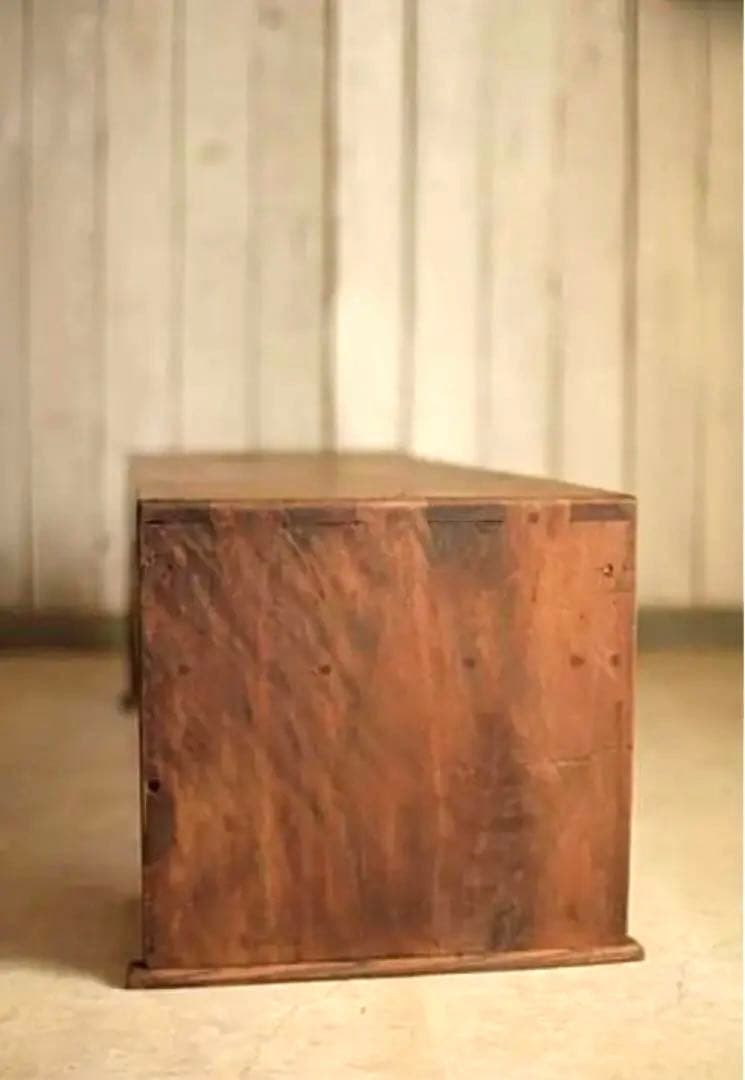 古く味のある木製の机　引き出し2杯　ローテーブル　作業台　古家具　古民家