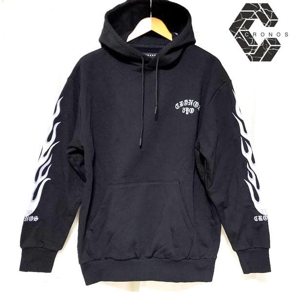 【新品未使用】CRONOSクロノス フレームデザイン スウェットパーカー 黒 S