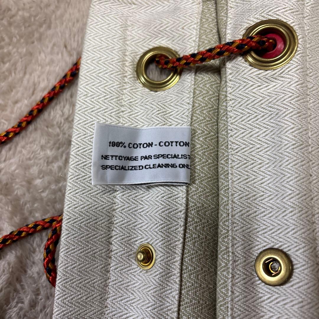 HERMÈS エルメス 巾着ポーチ ロゴ入り 紐付き ベージュ系