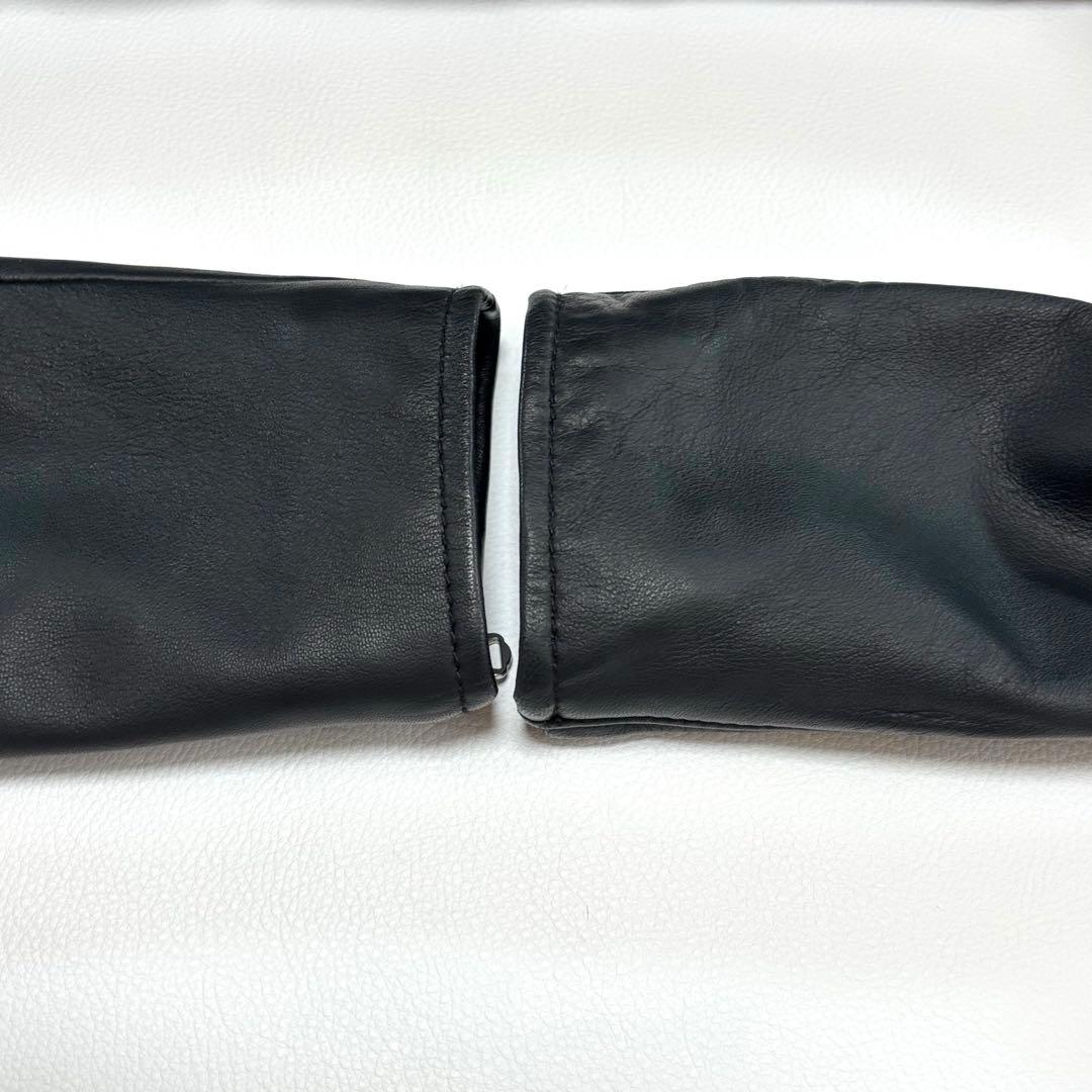 メンズビギ[赤と黒のコントラスト 羊革]ライダースジャケット M キルティング