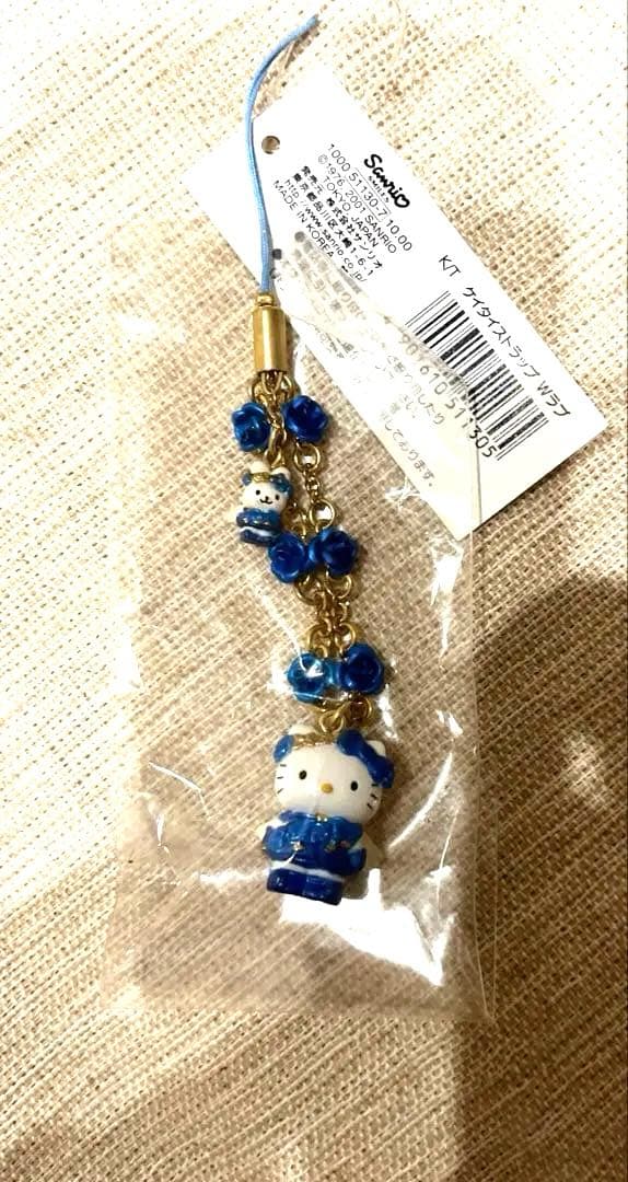 レア‼️レトロ‼️2001年 サンリオ ハローキティ ブルーローズ ストラップ当時物