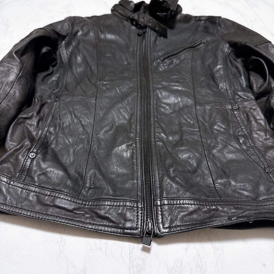 ニコルクラブフォーメン ゴートレザー レザージャケット 黒46