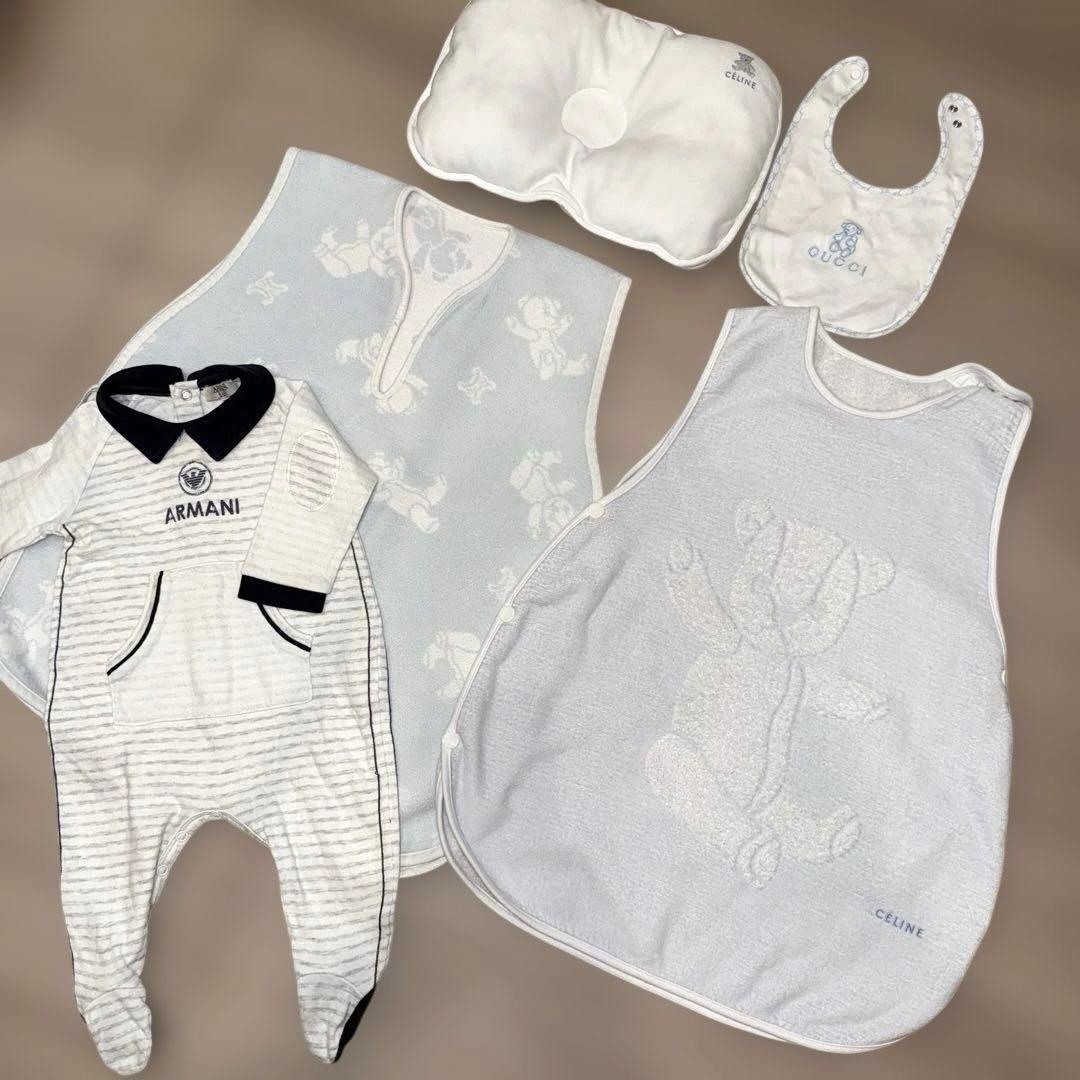 セリーヌGUCCI アルマーニ　ベビー正規購入　スリーパー枕ロンパース5点セット