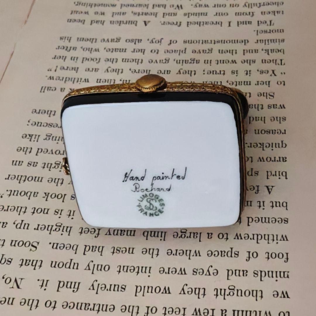 リモージュボックス　レトロ黒電話　　フランス製小物入れ　陶器