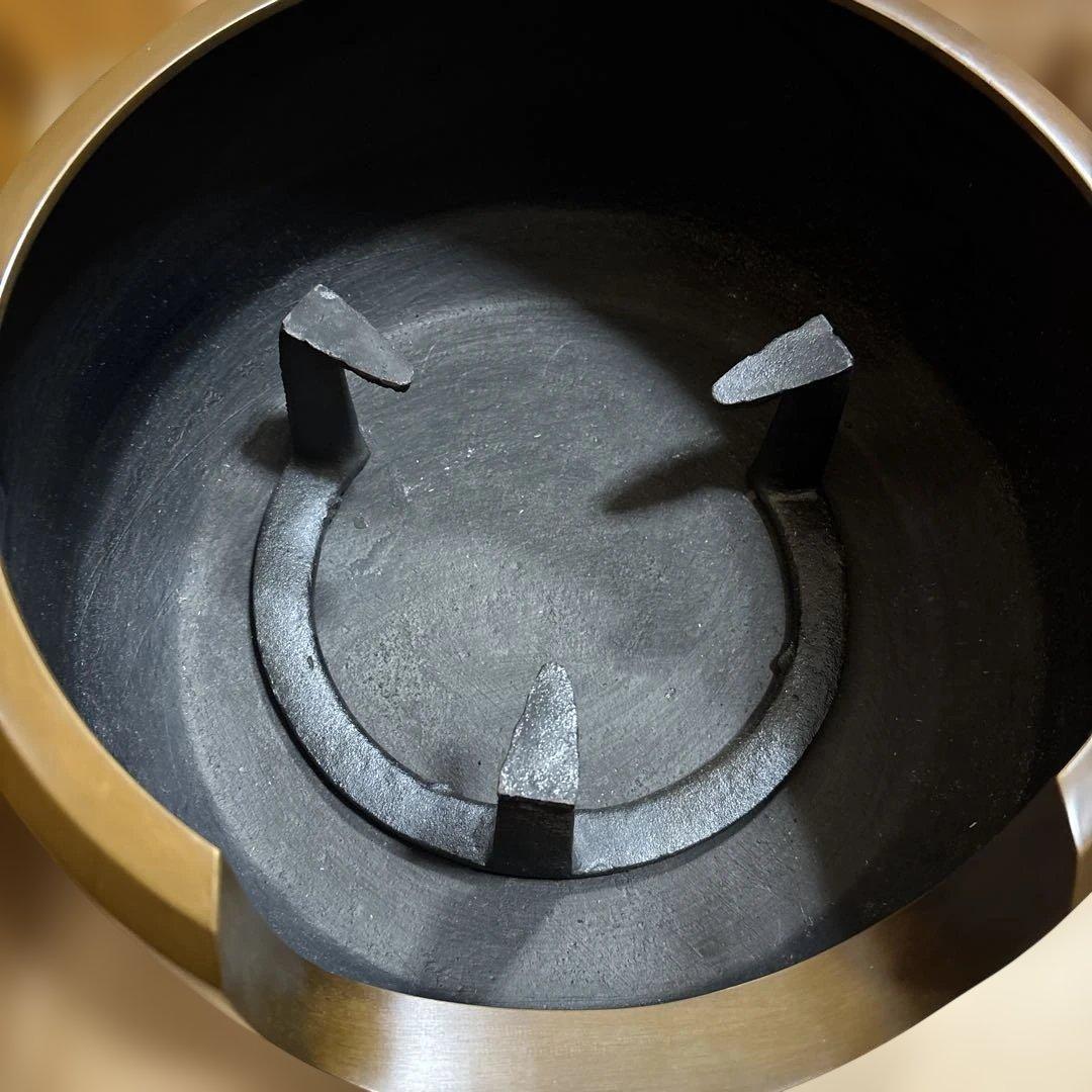 【1/2まで限定出品】　茶道具　風炉　円形　ブラウン　五徳　匿名配送