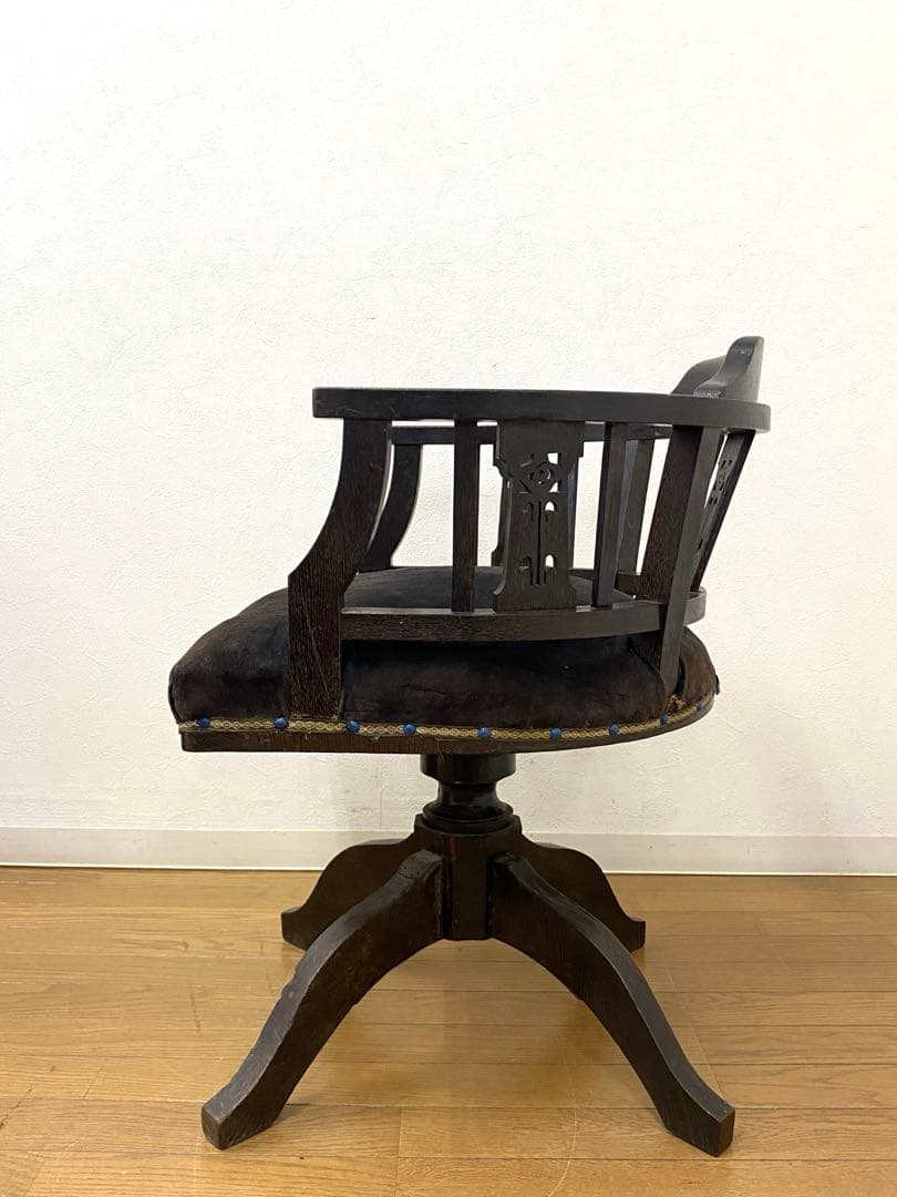 アンティーク レトロ ドクターチェア 回転椅子 ベロアシート当時物