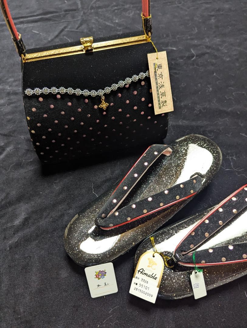 か*こ様 ★振袖用草履バックセット -新品-水玉-特別割引実施中‼