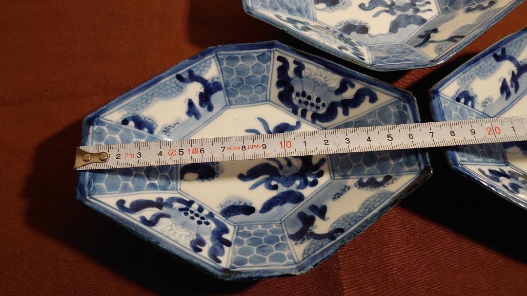 古伊万里　伊万里　江戸期　染付　古染付　蔵出し　アンティーク伊万里　葉皿　3客