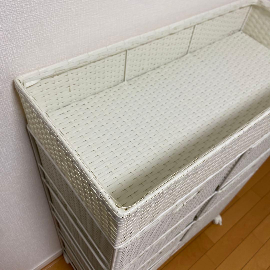 ディノス　ラタン調チェスト　ホワイト