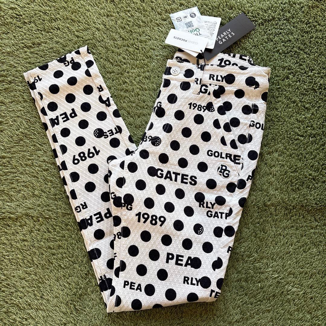 パーリーゲイツ☆タグ付き新品 アートピケ ドット×ロゴ柄 パンツ