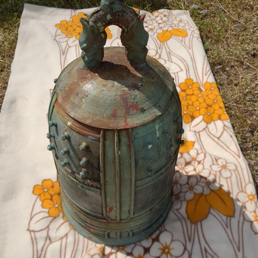 半鐘 双龍頭 釣鐘 梵鐘 青銅 古銅 真鍮 アンティーク 骨董 レトロ