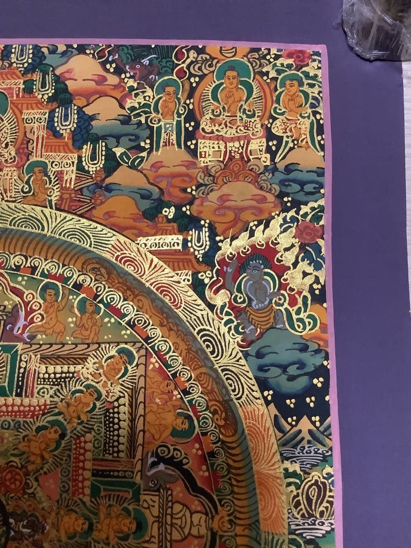《 チベット密教　新品　1点物 》 手描き　曼荼羅　仏陀　釈迦　仏画　仏教　d6
