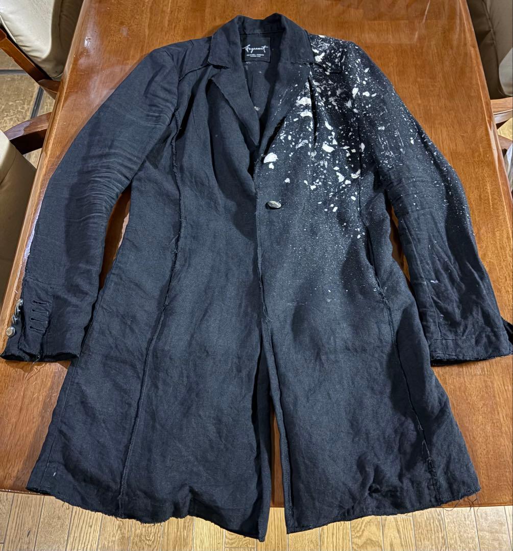 ファガッセン、リネン 黒 チェスター風コート ペイントスプラッシュ‼️