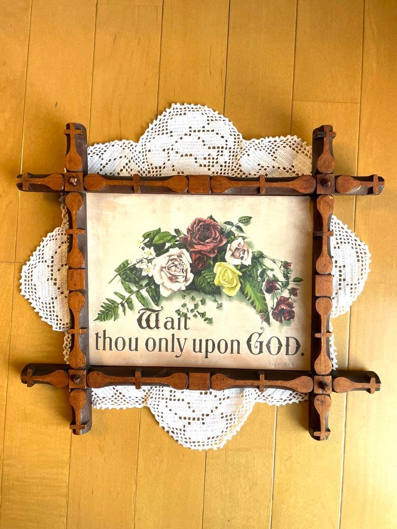 ♡アンティーク　ピクチャーフレーム　ローズ　キリスト　マリア　ミセル　ガラス入り