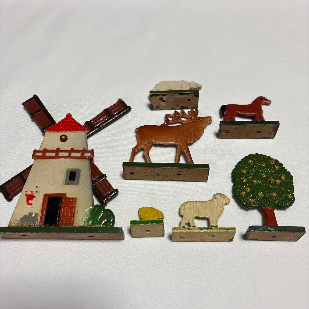 ドイツ　木製　プレート　ヴィンテージ 動物セット