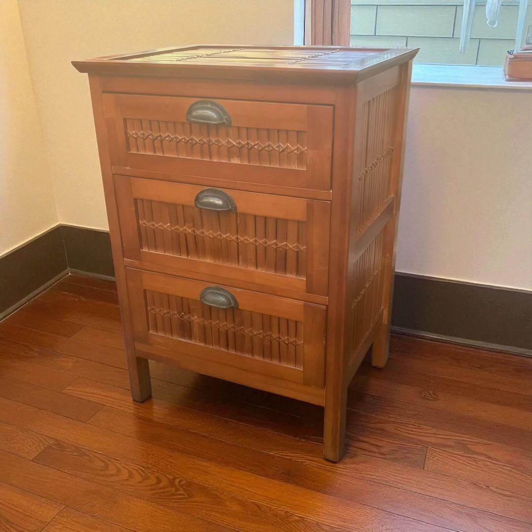 アジアン家具　バンブー　3段チェスト　キャビネット　インドネシア製　インテリア