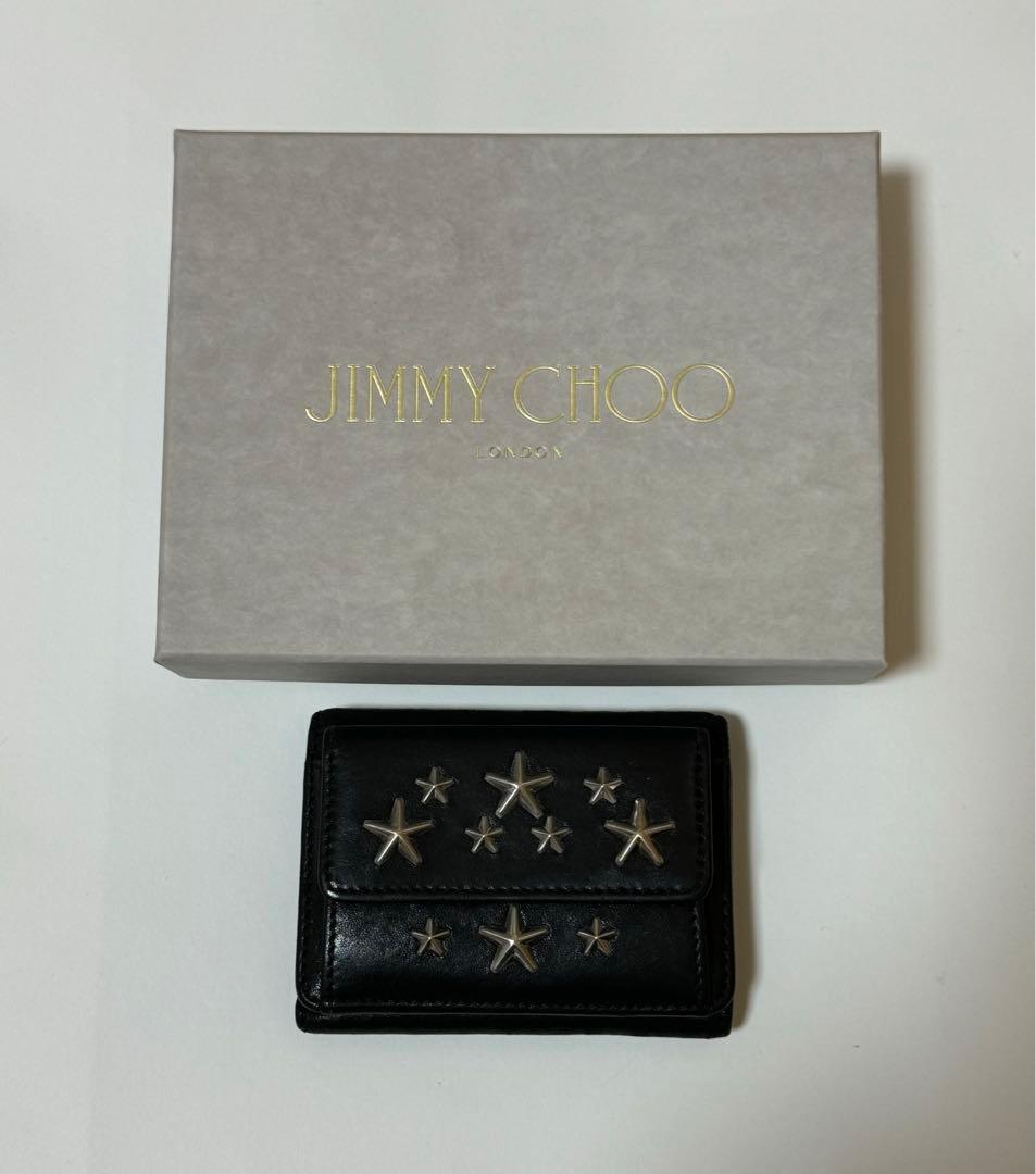 JIMMY CHOO ミニ財布 黒 レザー 星型スタッズ