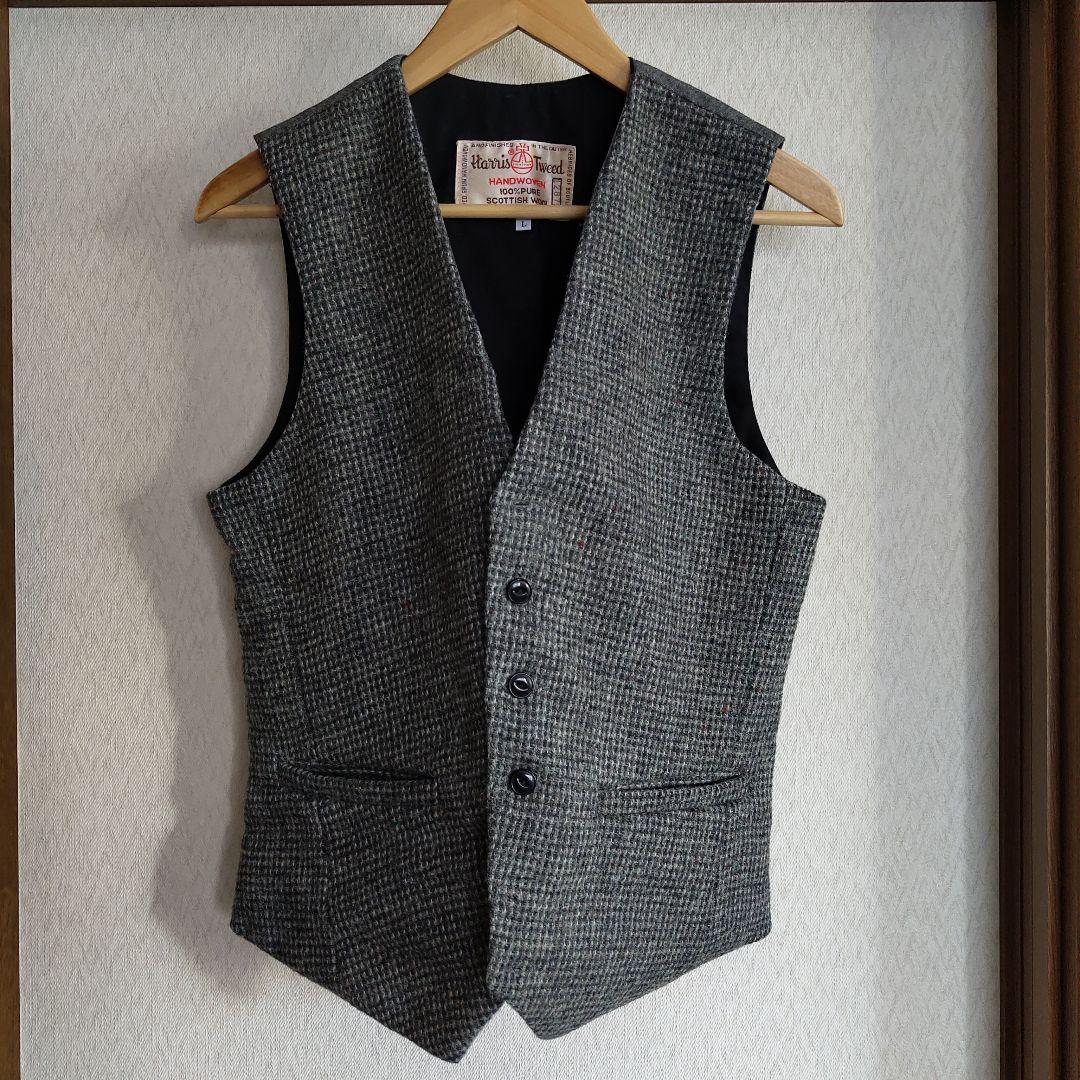 Harris Tweed チェック柄 スーツベスト Lサイズ