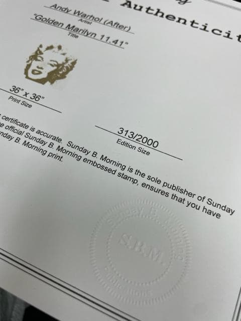 額装済/Sunday B Morning ゴールデンマリリン　限定2000枚